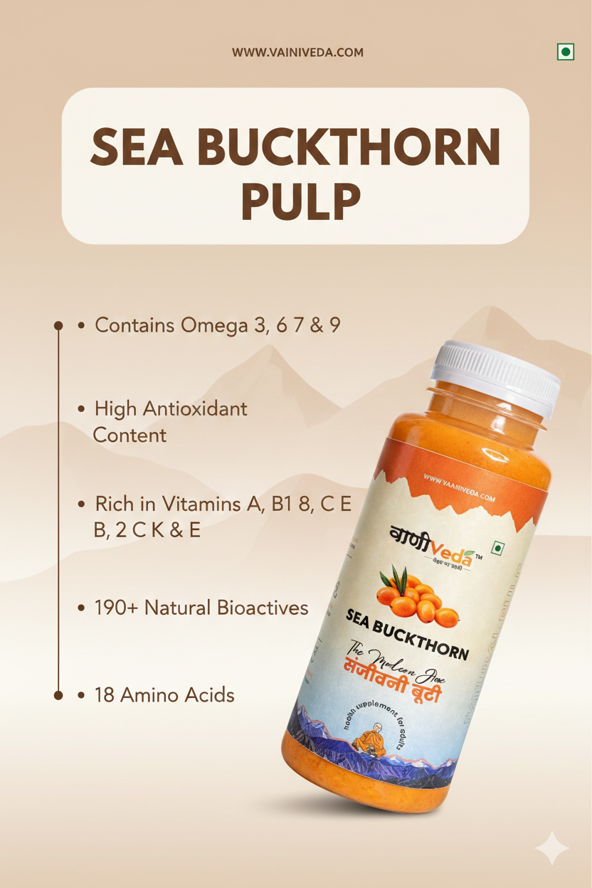 Vaaani Veda Sea Buckthorn Juice (Pulp) Natural Vitamin C | Immunity & Skin Glow