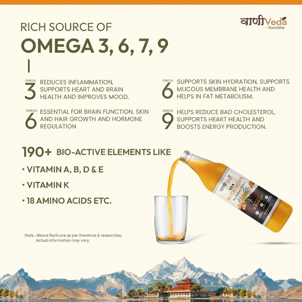 Vaaani Veda Sea Buckthorn Juice (Pulp) Natural Vitamin C | Immunity & Skin Glow